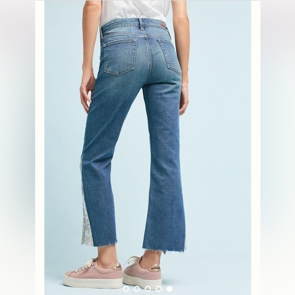 ANTHROPOLOGIE SZ 26 Pilcro High-Rise Sequined Flared Jeans - Picture 4 of 9